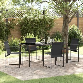 vidaXL Σέτ φαγητού για κήπο 5 pcs Μαύρο Textilene και ατσάλι με σκόνη