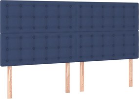 vidaXL Κρεβάτι Boxspring με Στρώμα Μπλε 200x200 εκ. Υφασμάτινο