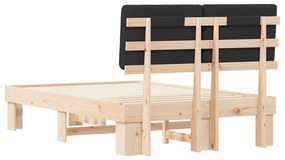 vidaXL Σκελετός Κρεβατιού με Επενδεδυμένο Κεφαλάρι Μαύρο 120 x 200 cm