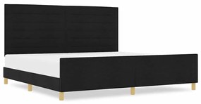 vidaXL Σκελετός Κρεβατιού με κεφαλάρι Μαύρο 200 x 200 cm ύφασμα