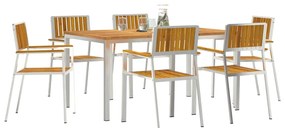 vidaXL Σέτ φαγητού για κήπο 7 pcs Καφέ Μασίφ ξύλο ακακίας
