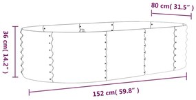 Ζαρντινιέρα Ασημί 152x80x36 εκ. Ατσάλι με Ηλεκτρ. Βαφή Πούδρας - Ασήμι