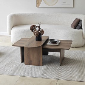 Σετ Τραπεζιών Σαλονιού Μπρονζέ / Καρυδί LELAL 82x60x35