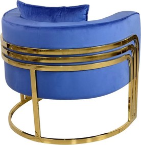 Πολυθρόνα Roblu χρυσό μέταλλο και βελούδο ύφασμα σε μπλε απόχρωση 72x77.4x70εκ 72x77.4x70 εκ.
