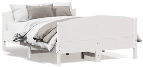 vidaXL Πλαίσιο Κρεβατιού Κεφαλάρι Λευκό 150x200εκ Μασίφ Πεύκο