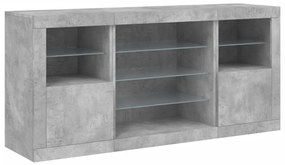 vidaXL Ντουλάπι με LED Γκρι Σκυροδέματος 142,5x37x67 εκ.