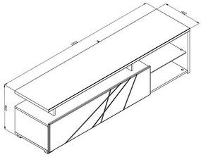 Έπιπλο Τηλεόρασης Arctic Λευκό - Artisan Oak - Λευκή Λάκα  170x41x46 εκ.