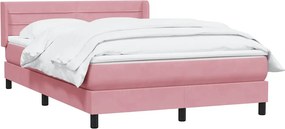 vidaXL Box Spring κρεβάτι με στρώμα ροζ 140x220 cm Βελούδινο