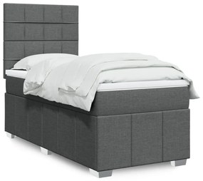 VidaXL Κρεβάτι Boxspring με Στρώμα Σκούρο Γκρι 100x200 εκ. Υφασμάτινο