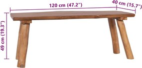 vidaXL Πάγκος Κήπου 120 εκ. από Μασίφ Ξύλο Teak