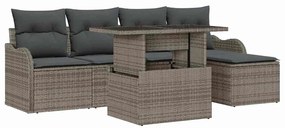 vidaXL Σετ Καναπέ Κήπου με μαξιλάρι 6 pcs Γκρι Πολυ ράταν
