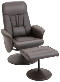 HOMCOM Σετ 2 τεμαχίων πολυθρόνας, Πολυθρόνα με υποπόδιο, Πολυθρόνα Relax με υποπόδιο, ρυθμιζόμενο ύψος, ανακλινόμενη πλάτη, Καφέ