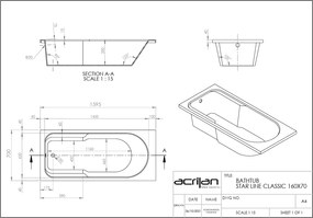 Acrilan Starline - Ακρυλική Μπανιέρα 160x70 εκ