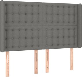 vidaXL Κρεβάτι Boxspring με Στρώμα &amp; LED Σκ.Γκρι 140x190εκ. Υφασμάτινο