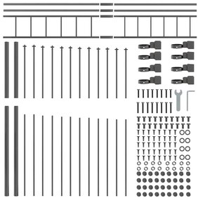 vidaXL Φράχτης Κήπου με Κοπτή, Γκρι, 11.9x2 μ, Χάλυβας