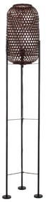 00771 GloboStar® CURACAO 00771 Μοντέρνο Επιδαπέδιο Φωτιστικό Μονόφωτο 1 x E27 IP20 Μαύρο Μέταλλο με Καφέ Ξύλο - Μ30 x Π30 x Υ170cm