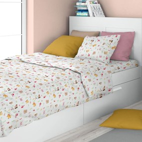 Σεντόνια Μονά (Σετ 3τμχ) Dimcol Animals 571 White - Pink