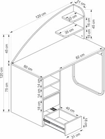 Γραφείο Λευκό / Καρυδί GATAS 120x60x120