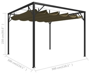 ΠΕΡΓΚΟΛΑ ΚΗΠΟΥ ΜΕ ΠΤΥΣΣΟΜΕΝΗ ΟΡΟΦΗ TAUPE 3 X 3 Μ. 180 ΓΡ/Μ² 312220