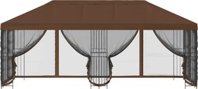 vidaXL Κιόσκι με Πλαϊνές Τοίχους 6 x 3 m Καφέ Πολυεστέρας και Χάλυβας