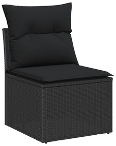 vidaXL set καναπέ κήπου 7 κομματιών με μαξιλάρια μαύρο πολυκαρβόνιο