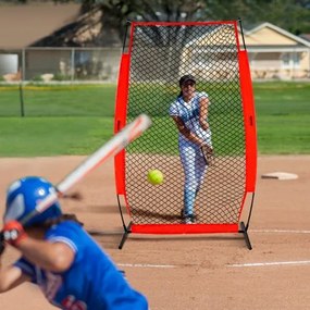 VEVOR I Screen Baseball for Batting Cage, 7x4 ft Baseball &amp; Softball Safety Screen, Body Protector Portable Batting Screen with Carry Bag &amp; Ground Stakes, Baseball Pitching Net for Pitchers Protection