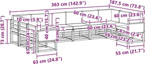 vidaXL Σειρά Καναπέ Εξωτερικού 10 pcs Φυσικό και Ανθρακί