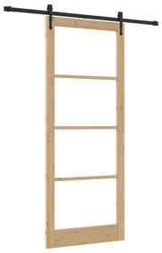 vidaXL Συρόμενη Πόρτα με Σετ Εξαρτημάτων 93x232 cm Μασίφ Ξύλο Πεύκου