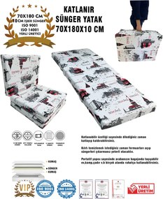 Πτυσσόμενο στρώμα αφρού για δάπεδο μονό 180x70x10 cm