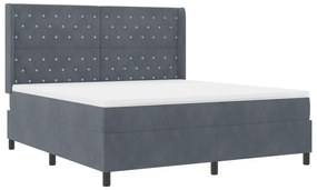 vidaXL Κρεβάτι Box Spring με Στρώμα  Γκρι Σκούρο 180x200 εκ. Βελούδο