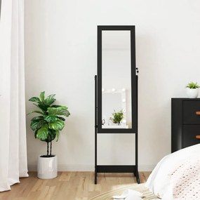 vidaXL Έπιπλο Κοσμημάτων με Καθρέφτη &amp; LED Φώτα Επιδαπέδιο Μαύρο
