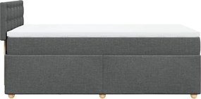 vidaXL Κρεβάτι Boxspring με Στρώμα Σκούρο Γκρι Single Υφασμάτινα