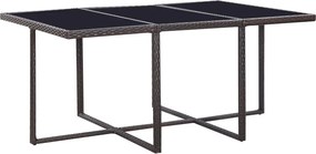 vidaXL Σετ Τραπεζαρίας Εξ. Χώρου 11 τεμ. Καφέ Συνθ. Ρατάν με Μαξιλάρια