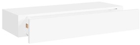 vidaXL Ράφι Επιτοίχιο με Συρτάρι Λευκό 60 x 23,5 x 10 εκ. από MDF