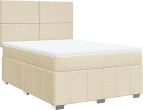 vidaXL Κρεβάτι Boxspring με Στρώμα Κρεμ 140x190 εκ. Υφασμάτινο