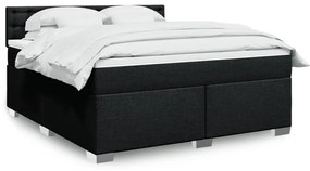 vidaXL Κρεβάτι Boxspring με Στρώμα Μαύρο 180x200 εκ. Υφασμάτινο