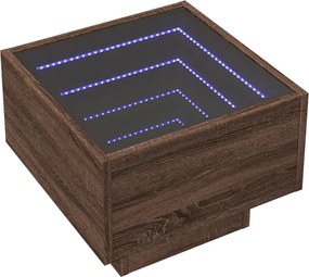 vidaXL Κομοδίνο Άπειρο Φως LED Καφέ Δρυς 40x40x30 εκ.