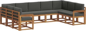 vidaXL Σειρά Καναπέ Εξωτερικού με μαξιλάρι 9 pcs Φυσικό και Ανθρακί