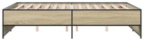 vidaXL Πλαίσιο Κρεβατιού Sonoma Δρυς 135x190 εκ. Επεξ. Ξύλο &amp; Μέταλλο