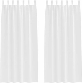 vidaXL Κουρτίνες Μαύρης Ύφανσης με Δαχτυλίδια 2 pcs Καθαρό Λευκό