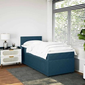 vidaXL Κρεβάτι Boxspring με Στρώμα Μπλε 80 x 200 εκ. Βελούδινο