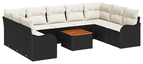 vidaXL Σετ Καναπέ Κήπου 10 pcs Μαύρο Πολυ ράταν