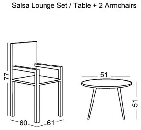 SALSA LOUNGE SET ΚΑΘΙΣΤΙΚΟ ΜΕΤΑΛΛΟ ΜΑΥΡΟ - ΓΥΑΛΙ - WICKER ΦΥΣΙΚΟ: ΤΡΑΠΕΖΑΚΙ+2 ΠΟΛΥΘΡΟΝΕΣ