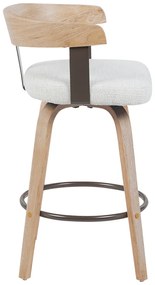 Σκαμπό μπαρ Anesy pakoworld περιστρεφόμενο μεσαίου μεγέθους μέταλλο-ξύλο με ύφασμα σε μπεζ απόχρωση 54x50x85εκ