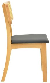 Καρέκλα Renna ξύλο οξιάς σε φυσική απόχρωση με μαύρο pu μαξιλάρι 48x52x79εκ 2αδα 48x52x79 εκ.