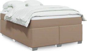 vidaXL Κρεβάτι Boxspring με Στρώμα Καπουτσίνο 160x200εκ.από Συνθ.Δέρμα