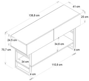 Κονσόλα Aron Megapap χρώμα λευκό εφέ μαρμάρου 138,8x41x75,7εκ.