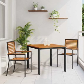 vidaXL Σέτ φαγητού για κήπο 3 pcs Μαύρος, Ξύλο 90 x 90 x 75 cm