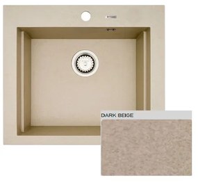 Pyramis Siros 1B Dark Beige Ένθετος Νεροχύτης από Συνθετικό Γρανίτη 57x51.5cm