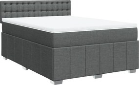 vidaXL Κρεβάτι Boxspring με Στρώμα Σκούρο Γκρι 140x190 εκ. Υφασμάτινο